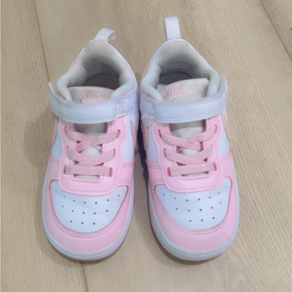 Nike Pink and White Infant Sneakers with Breathable Design